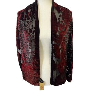 REDfish DESIGNS Burnout Velvet Sheer Burnout Scarf Wrap‎ Shawl Burgundy Black